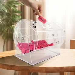 VEVOR Acrylic Raffle Drum,Professional Raffle Ticket Spinning Cage with 2 Keys, Transparent Lottery Spinning Drawing, Holds 10000 Tickets or 300 Raffle Balls, Raffle Ticket Box for Lottery Games Bing