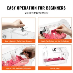VEVOR Acrylic Raffle Drum,Professional Raffle Ticket Spinning Cage with 2 Keys, Transparent Lottery Spinning Drawing, Holds 5000 Tickets or 200 Raffle Balls, Raffle Ticket Box for Lottery Games Bingo