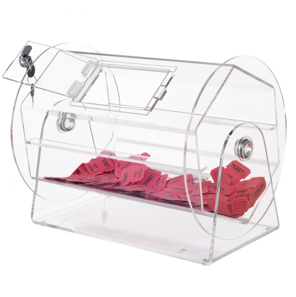 VEVOR Acrylic Raffle Drum,Professional Raffle Ticket Spinning Cage with 2 Keys, Transparent Lottery Spinning Drawing, Holds 5000 Tickets or 200 Raffle Balls, Raffle Ticket Box for Lottery Games Bingo