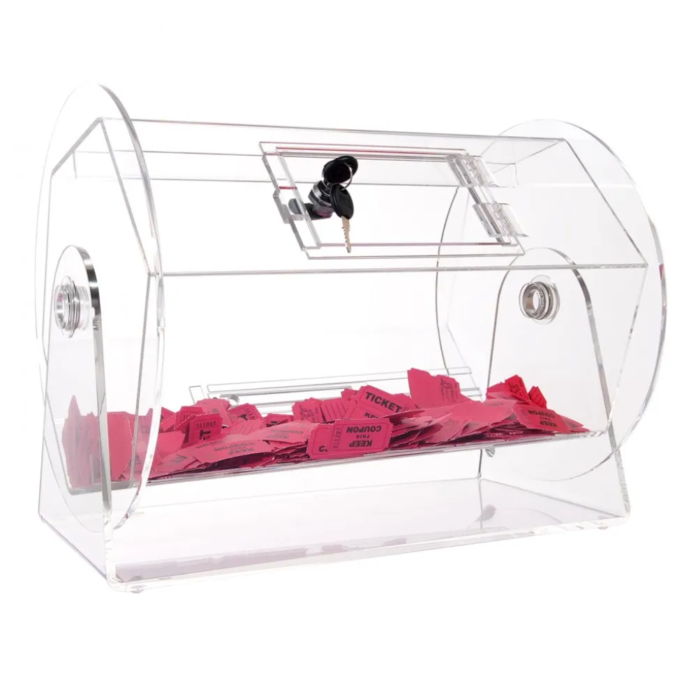 VEVOR Acrylic Raffle Drum,Professional Raffle Ticket Spinning Cage with 2 Keys, Transparent Lottery Spinning Drawing, Holds 5000 Tickets or 200 Raffle Balls, Raffle Ticket Box for Lottery Games Bingo