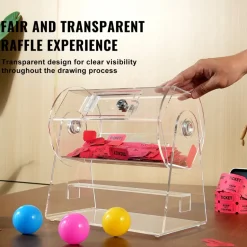 VEVOR Acrylic Raffle Drum, Professional Raffle Ticket Spinning Cage with 2 Keys, Transparent Lottery Spinning Drawing, Holds 2500 Tickets or 100 Raffle Balls,Raffle Ticket Box for Lottery Games Bingo
