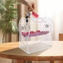 VEVOR Acrylic Raffle Drum, Professional Raffle Ticket Spinning Cage with 2 Keys, Transparent Lottery Spinning Drawing, Holds 2500 Tickets or 100 Raffle Balls,Raffle Ticket Box for Lottery Games Bingo