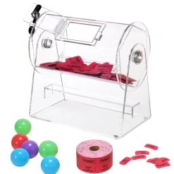 VEVOR Acrylic Raffle Drum, Professional Raffle Ticket Spinning Cage with 2 Keys, Transparent Lottery Spinning Drawing, Holds 2500 Tickets or 100 Raffle Balls,Raffle Ticket Box for Lottery Games Bingo