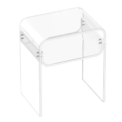 VEVOR Acrylic Side Table, 2 Tiers Clear Bedside Table with Storage Shelf, Modern Rectangle Acrylic End Desk, Transparent Thick Nightstand for Bedroom, Living Room, Study, 11.8 x 15.7 x 19.7 in (Clear)