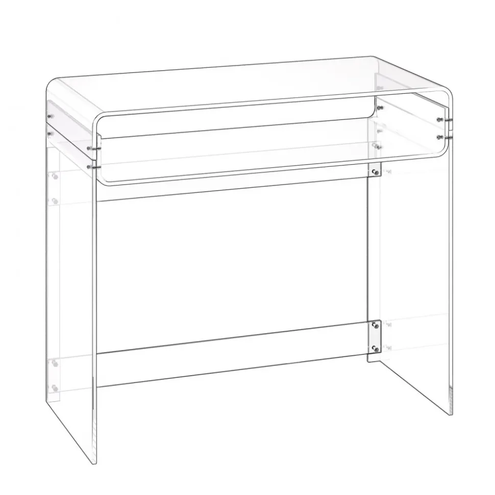VEVOR Acrylic Table, 2 Tiers Clear End Table with Storage Shelf, Modern Rectangle Acrylic Side Desk, Transparent Thick Desk Nightstand for Bedroom, Office, Living Room, 15.7 x 33.5 x 29.5 in (Clear)