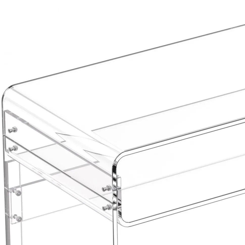 VEVOR Acrylic Table, 2 Tiers Clear End Table with Storage Shelf, Modern Rectangle Acrylic Side Desk, Transparent Thick Desk Nightstand for Bedroom, Office, Living Room, 15.7 x 33.5 x 29.5 in (Clear)
