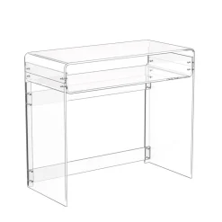 VEVOR Acrylic Table, 2 Tiers Clear End Table with Storage Shelf, Modern Rectangle Acrylic Side Desk, Transparent Thick Desk Nightstand for Bedroom, Office, Living Room, 15.7 x 33.5 x 29.5 in (Clear)