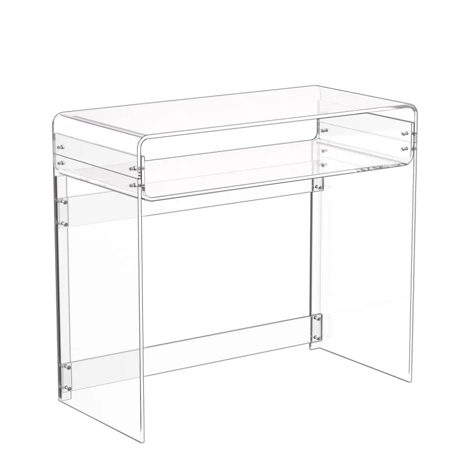 VEVOR Acrylic Table, 2 Tiers Clear End Table with Storage Shelf, Modern Rectangle Acrylic Side Desk, Transparent Thick Desk Nightstand for Bedroom, Office, Living Room, 15.7 x 33.5 x 29.5 in (Clear)