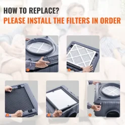 VEVOR Active Carbon Filters, 3 Pack, 15.7'' x 15.7'' Air Filter Replacement, High-efficient Stage 2 Filters Compatible w/ BlueDri & VEVOR Scrubber, Air Purifiers, Water Damage Restoration Equipment
