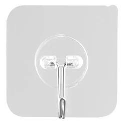 VEVOR Adhesive Hooks, 12 Pack Self-Adhesive Towel Coat Hooks, Heavy-Duty Wall Hook Hold 15 lbs (Max), Stainless Steel Sticky Hanger, for Bathroom, Kitchen, Hanging Towel, Coat & Keys (Transparent)