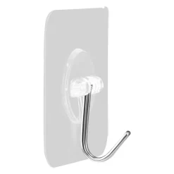 VEVOR Adhesive Hooks, 12 Pack Self-Adhesive Towel Coat Hooks, Heavy-Duty Wall Hook Hold 15 lbs (Max), Stainless Steel Sticky Hanger, for Bathroom, Kitchen, Hanging Towel, Coat & Keys (Transparent)