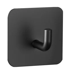 VEVOR Adhesive Hooks, 4 Pack Self-Adhesive Towel Coat Hooks, Heavy-Duty Wall Hook Hold 15 lbs (Max), Stainless Steel Sticky Hanger, for Bathroom, Kitchen, Hanging Towel, Coat & Keys (Matte Black)