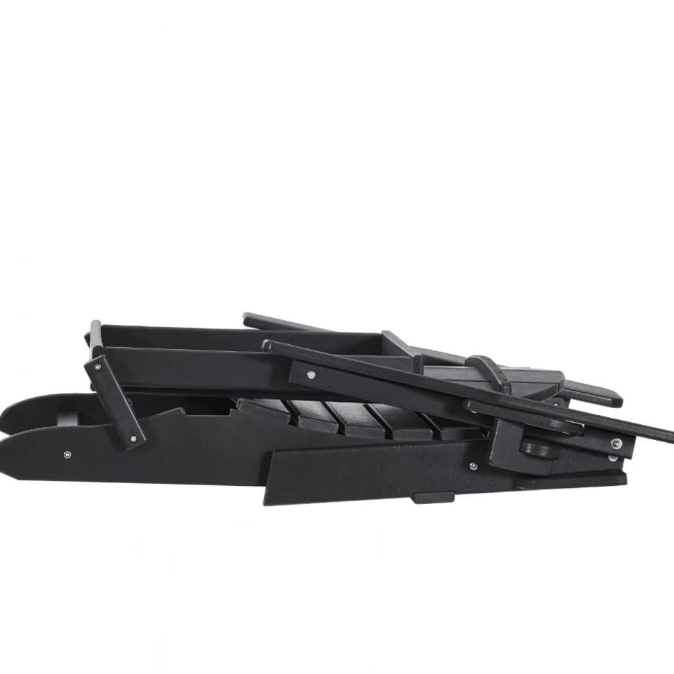 VEVOR Adirondack Chair Plastic, Set of 2 All-Weather Portable Folding Fire Pit Chair, Outdoor Adirondack Patio Chair with Cup Holder, with Relaxing Arm Rest Ergonomic, for Garden, Backyard - Black