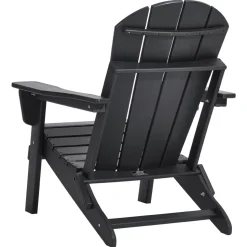 VEVOR Adirondack Chair Plastic, Set of 2 All-Weather Portable Folding Fire Pit Chair, Outdoor Adirondack Patio Chair with Cup Holder, with Relaxing Arm Rest Ergonomic, for Garden, Backyard - Black