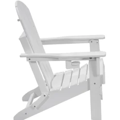 VEVOR Adirondack Chair Plastic, Set of 2 All-Weather Portable Folding Fire Pit Chair, Outdoor Adirondack Patio Chair with Cup Holder, with Relaxing Arm Rest Ergonomic, for Garden, Backyard - White