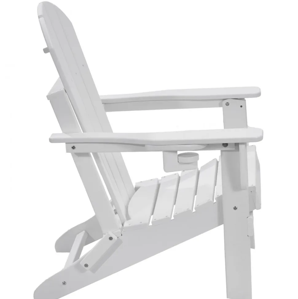 VEVOR Adirondack Chair Plastic, Set of 2 All-Weather Portable Folding Fire Pit Chair, Outdoor Adirondack Patio Chair with Cup Holder, with Relaxing Arm Rest Ergonomic, for Garden, Backyard - White