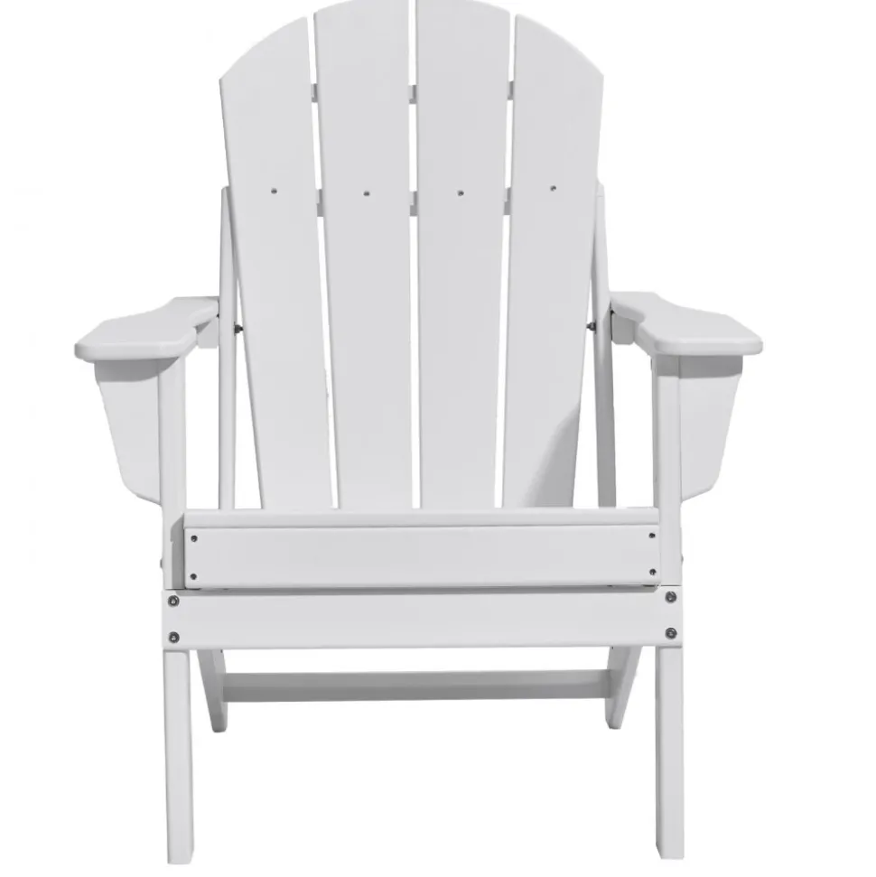VEVOR Adirondack Chair Plastic, Set of 2 All-Weather Portable Folding Fire Pit Chair, Outdoor Adirondack Patio Chair with Cup Holder, with Relaxing Arm Rest Ergonomic, for Garden, Backyard - White