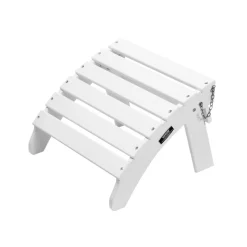 VEVOR Adirondack Ottoman, 17.7L x 19.7W x 13.8H Inch HDPE Plastic Folding Adirondack Ottoman, Weather-Resistant Foot Rest for Adirondack Chair, Widely Used for Outside Porch Pool Lawn Backyard, White