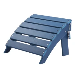 VEVOR Adirondack Ottoman, 15.7L x 18.9W x 13H Inch HDPE Plastic Folding Adirondack Ottoman, Weather-Resistant Foot Rest for Adirondack Chair, Widely Used for Outside Porch Pool Lawn Backyard, Blue