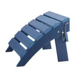 VEVOR Adirondack Ottoman, 15.7L x 18.9W x 13H Inch HDPE Plastic Folding Adirondack Ottoman, Weather-Resistant Foot Rest for Adirondack Chair, Widely Used for Outside Porch Pool Lawn Backyard, Blue
