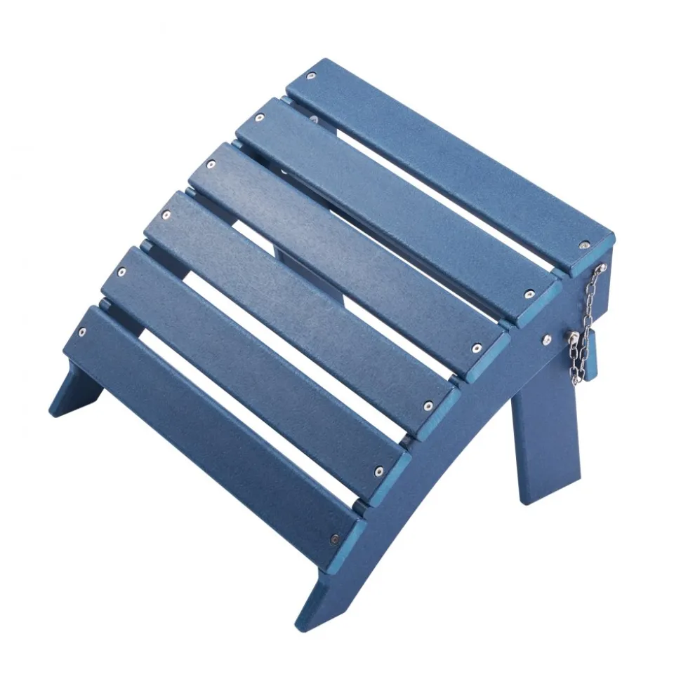 VEVOR Adirondack Ottoman, 15.7L x 18.9W x 13H Inch HDPE Plastic Folding Adirondack Ottoman, Weather-Resistant Foot Rest for Adirondack Chair, Widely Used for Outside Porch Pool Lawn Backyard, Blue