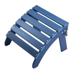 VEVOR Adirondack Ottoman Set of 2, 18.7L x 18.9W x 13.8H Inch HDPE Plastic Folding Adirondack Ottoman, Weather-Resistant Foot Rest for Adirondack Chair, Used for Outside Porch Pool Lawn Backyard, Blue