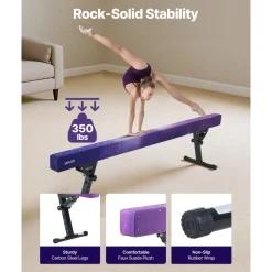 VEVOR Adjustable Balane Beam for Kids, 8FT Gymnastics Beam, High and Low Floor Beams of 5 Adjustable Heights for All Gymnastic Levels, Professional Gymnastic Equipment for Home and Gym Center, Galaxy