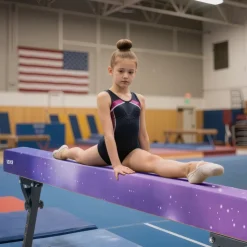VEVOR Adjustable Balane Beam for Kids, 8FT Gymnastics Beam, High and Low Floor Beams of 5 Adjustable Heights for All Gymnastic Levels, Professional Gymnastic Equipment for Home and Gym Center, Galaxy