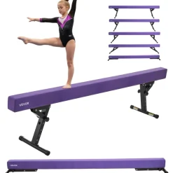 VEVOR Adjustable Balane Beam for Kids, 8FT Gymnastics Beam, High and Low Floor Beams of 5 Adjustable Heights for All Gymnastic Levels, Professional Gymnastic Equipment for Home and Gym Center, Purple