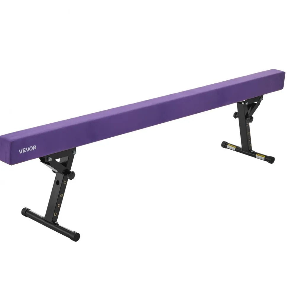 VEVOR Adjustable Balane Beam for Kids, 8FT Gymnastics Beam, High and Low Floor Beams of 5 Adjustable Heights for All Gymnastic Levels, Professional Gymnastic Equipment for Home and Gym Center, Purple