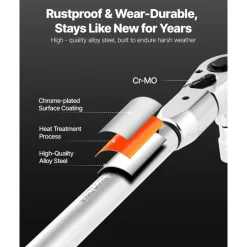 VEVOR Adjustable Click Torque Wrench, 1/2 Inch Drive, 20-160 lbf-ft/27.1-216.8 N.m, Dual-direction and Dual Range Scales, 72-Tooth, ±2% Precision, with Adapter Interchangeable Jaw and Ratchet Head