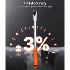 VEVOR Adjustable Click Torque Wrench, 1/2 Inch Drive, 20-160 lbf-ft/27.1-216.8 N.m, Dual-direction and Dual Range Scales, 72-Tooth, ±2% Precision, with Adapter Interchangeable Jaw and Ratchet Head