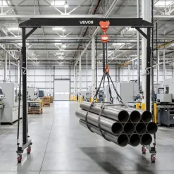 VEVOR Adjustable Gantry Crane, 2200 lbs Capacity, Portable Shop Lift Hoist with 95.7-142.9 in Height Adjustable, Manual Trolley, Hoist, Sling, Shackles, Hooks, for Garage Factory Warehouse Auto Repair
