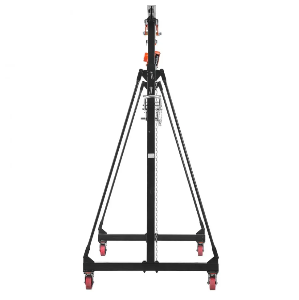 VEVOR Adjustable Gantry Crane, 2200 lbs Capacity, Portable Shop Lift Hoist with 95.7-142.9 in Height Adjustable, Manual Trolley, Hoist, Sling, Shackles, Hooks, for Garage Factory Warehouse Auto Repair