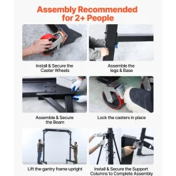 VEVOR Adjustable Gantry Crane, 4400 lbs Capacity, Portable Shop Lift Hoist with 98.8" to 146.1" Height Adjustable, Locking Wheels, Steel Construction, for Factory, Warehouse, Auto Repair, Frame Only
