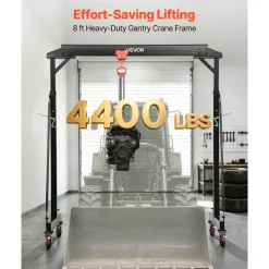 VEVOR Adjustable Gantry Crane, 4400 lbs Capacity, Portable Shop Lift Hoist with 98.8