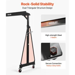 VEVOR Adjustable Gantry Crane, 4400 lbs Capacity, Portable Shop Lift Hoist with 98.8