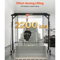 VEVOR Adjustable Gantry Crane, 2200 lbs Capacity, Portable Shop Lift Hoist with 95.7