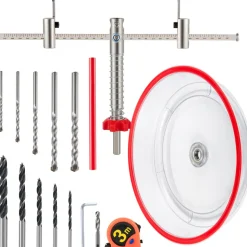 VEVOR Adjustable Hole Saw Cutter Kit, 1-5/8" to 11-13 /16" (40-300 mm), Recessed Hole Saw with PC Dust Shield, Two Replaceable Pilot Drill Bits, for Recessed Lights, Ceiling Speakers, Vent Holes