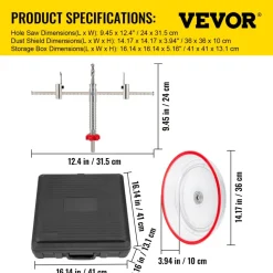 VEVOR Adjustable Hole Saw Cutter Kit, 1-5/8