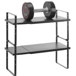 VEVOR Adjustable Kitchen Cabinet Shelf Organizer, Expandable 2 Tier Cabinet Shelf, Stackable Countertop Organizers and Storage Shelf Risers, Pantry Organizers for Kitchen Bathroom Office, Black