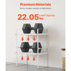 VEVOR Adjustable Kitchen Cabinet Shelf Organizer, Expandable 2 Tier Cabinet Shelf, Stackable Countertop Organizers and Storage Shelf Risers, Pantry Organizers for Kitchen Bathroom Office, White