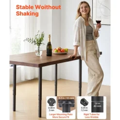 VEVOR Adjustable Table Legs, 24-40 in Round Steel Furniture Legs, 1200 lbs Max Load Heavy Duty, Quick Installation, Ideal for Home Office Desk DIY, Coffee Dinner Bar Tables, Workbenches, 4 PCS, Black