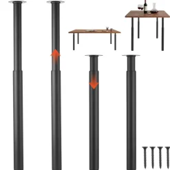 VEVOR Adjustable Table Legs, 28-43.3 in Steel Furniture Legs, 1200 lbs Max Load Heavy Duty, Quick Installation, Ideal for Home Office Desk DIY, Coffee Dinner Bar Tables, Workbenches, Set of 4, Black