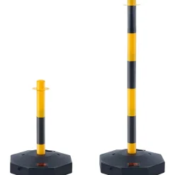 VEVOR Adjustable Traffic Delineator Post Cones, 6 Pack, Traffic Safety Delineator Barrier with Fillable Base 8FT Chain, for Traffic Control Warning Parking Lot Construction Caution Roads, Yellow&Black