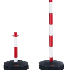 VEVOR Adjustable Traffic Delineator Post Cones, 4 Pack, Traffic Safety Delineator Barrier with Fillable Base 8FT Chain, for Traffic Control Warning Parking Lot Construction Caution Roads, Red & White
