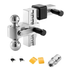 VEVOR Adjustable Trailer Hitch, 6-Inch Drop Hitch, Tri-Ball Mount for 2-Inch Hitch Receiver, Trailer Ball Size 1-7/8", 2" and 2-5/16", Max 15000 lbs Ball Hitch, Towing Hitch for RVs, ATVs, and Trucks