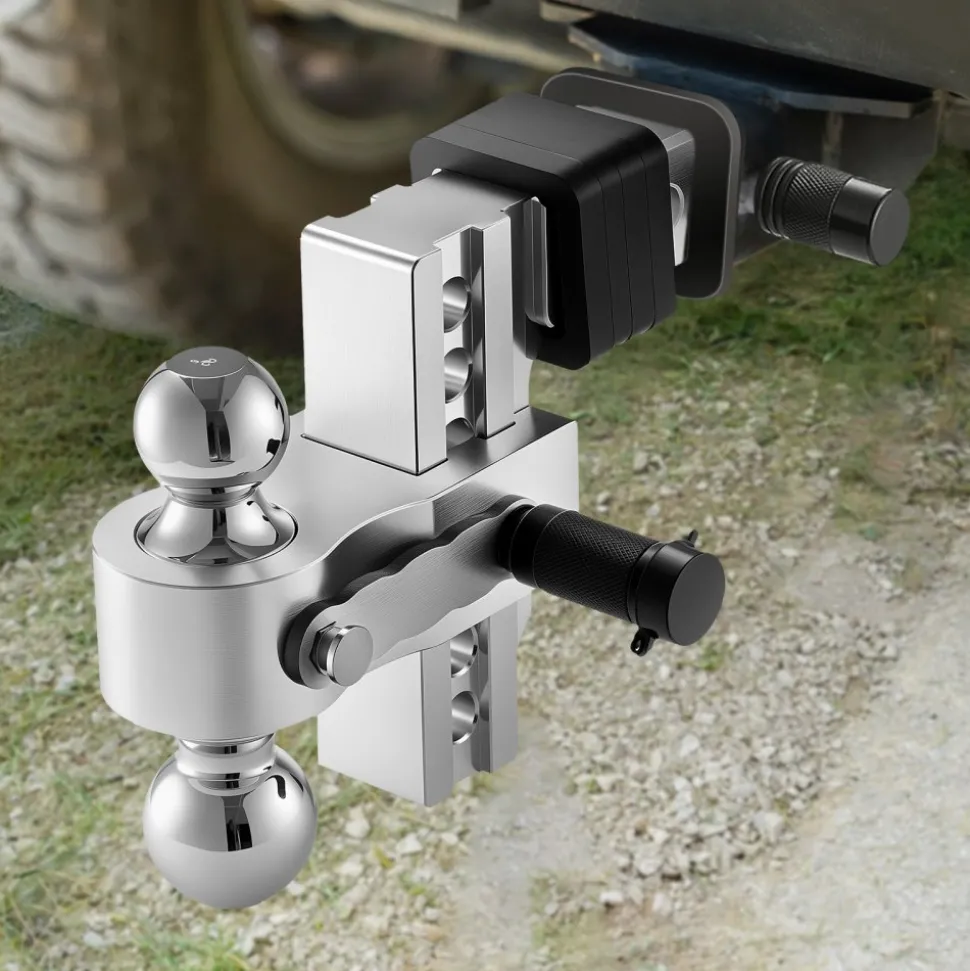 VEVOR Adjustable Trailer Hitch, 6-Inch Drop Hitch, Tri-Ball Mount for 2-Inch Hitch Receiver, Trailer Ball Size 1-7/8", 2" and 2-5/16", Max 15000 lbs Ball Hitch, Towing Hitch for RVs, ATVs, and Trucks