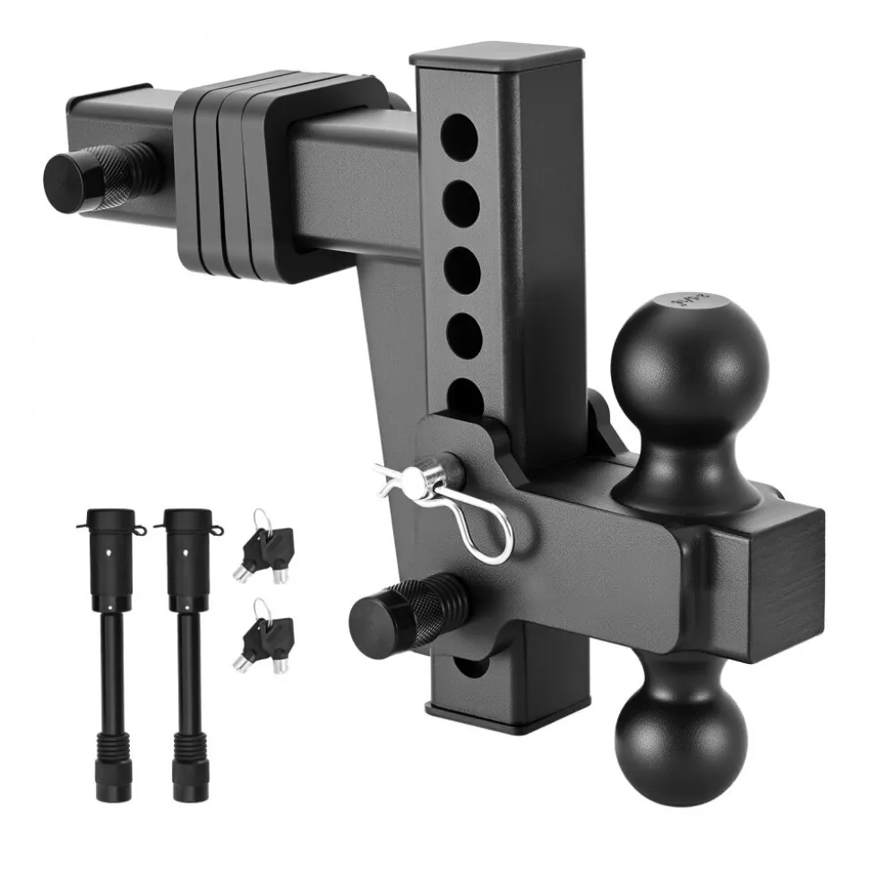 VEVOR Adjustable Trailer Hitch, Fit 2 Inch Receiver, Trailer Hitch Mount with 2 Inch & 2-5/16 Inch Balls, 15000 lbs GTW, 6 Inch Drop, Towing Ball Mounts for RVs, Off-Road Vehicles and Trucks, Black