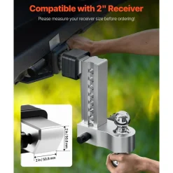 VEVOR Adjustable Trailer Hitch, 8-Inch Drop Hitch, Tri-Ball Mount for 2-Inch Hitch Receiver, Trailer Ball Size 1-7/8